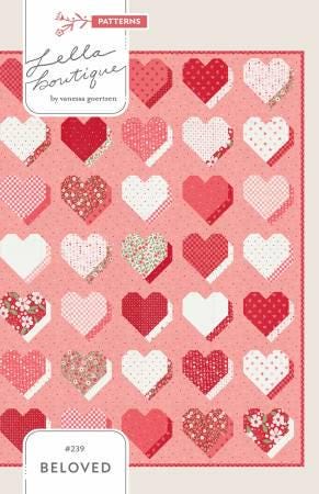 Beloved Quilt Pattern - Lella Boutique 239, Fat Quarter Friendly Heart Quilt Pattern, Valentine Quilt Pattern, Heart Quilt Pattern