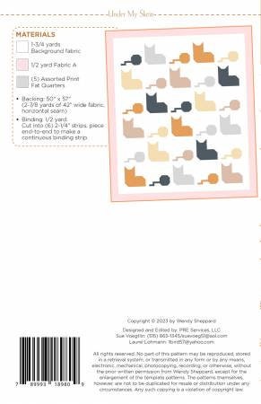 Under My Skein Quilt Pattern - Wendy Sheppard WS75, Cat Themed Quilt Pattern, Fat Quarter Friendly Cat Quilt Pattern, Cat Wall Quilt Pattern