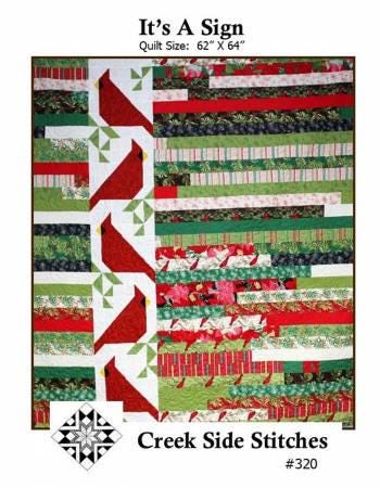 It's A Sign Christmas Cardinal Quilt Pattern - Creek Side Stitches CSS320, Jelly Roll Friendly Christmas Cardinal Quilt Pattern