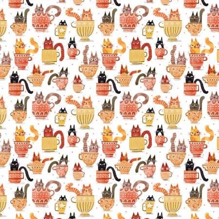 Garden Cats Fat Quarter Bundle 8pc - Benartex FQGRCPK, Cat Themed Fat Quarters, Cat Themed Fabric Pre-Cuts, Cats and Flowers Fabric