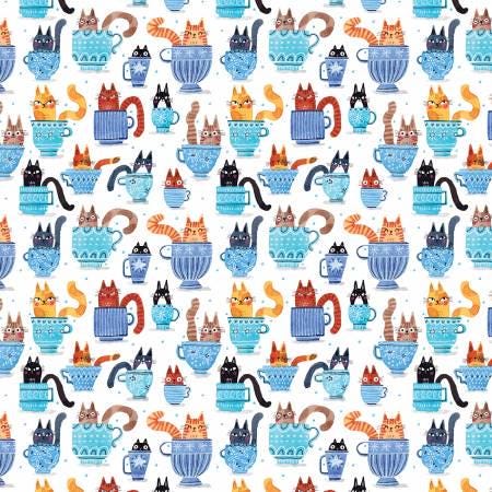 Garden Cats Fat Quarter Bundle 8pc - Benartex FQGRCPK, Cat Themed Fat Quarters, Cat Themed Fabric Pre-Cuts, Cats and Flowers Fabric