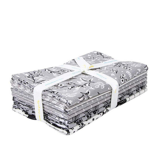 Midnight Meadow 1 Yard Bundle Gray 7pc - Riley Blake Designs 1YD-15320G-7, Gray and White Floral Fabric Bundle, One Yard Fabric Bundle