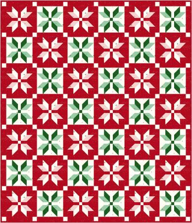 Snowflake Stars Quilt Pattern - Amanda Niederhauser P156-SNOWFLAKESTARS, Christmas Themed Star Quilt Pattern, Poinsettia Star Quilt Pattern