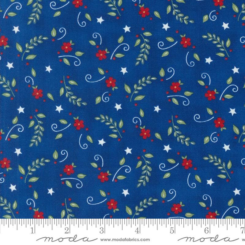 Red White and Bloom Layer Cake - Deb Strain for Moda 56110LC, Patriotic Floral Fabric Layer Cake, Red White and Blue Floral Layer Cake