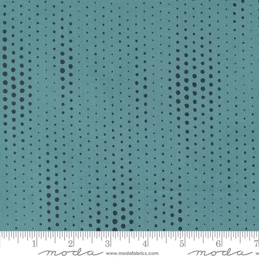 Melrose Wilshire Ocean Geometric Dots Teal Fabric - 27" REMNANT CUT - Moda 33783-16, Teal with Black Dots Blender Fabric