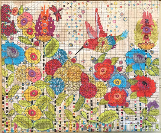 Humming Bird Collage QUILT KIT by Laura Heine Pattern and Fabric Included, Certified Authentic Laura Heine Humming Bird Collage Quilt Kit