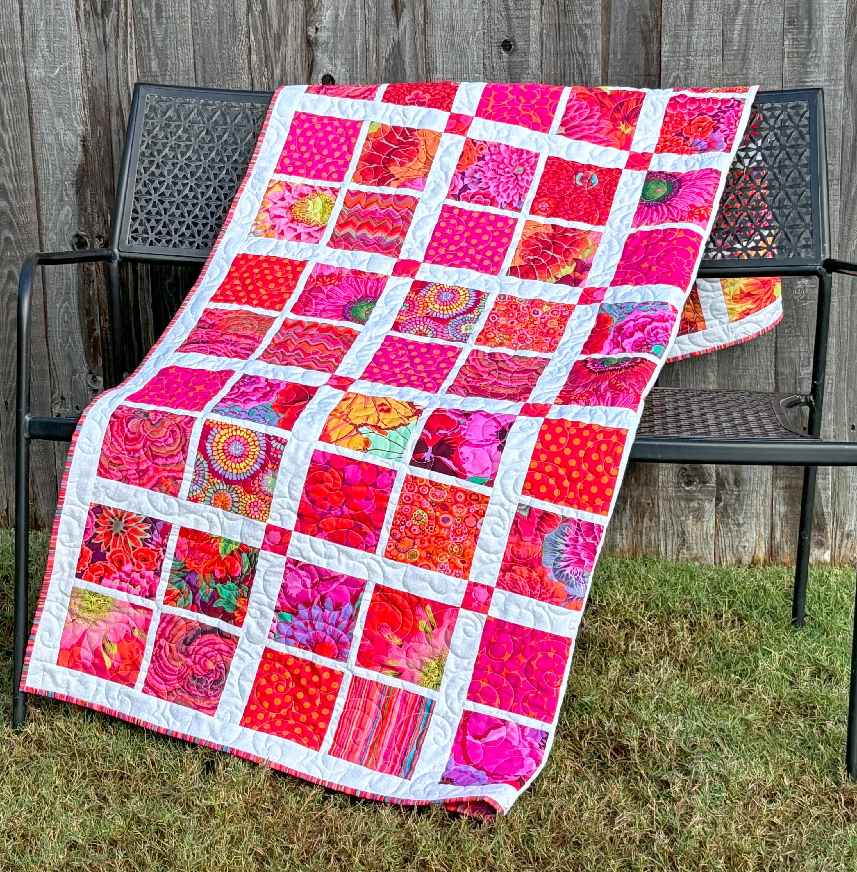 Pink and white top quilt hand made