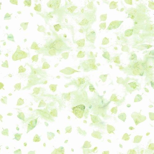 Island Batik Blowing Leaves Green Mint Batik Fabric 422306600, Light Green Leaves Batik Fabric, Light Green Batik Blender Fabric By the Yard