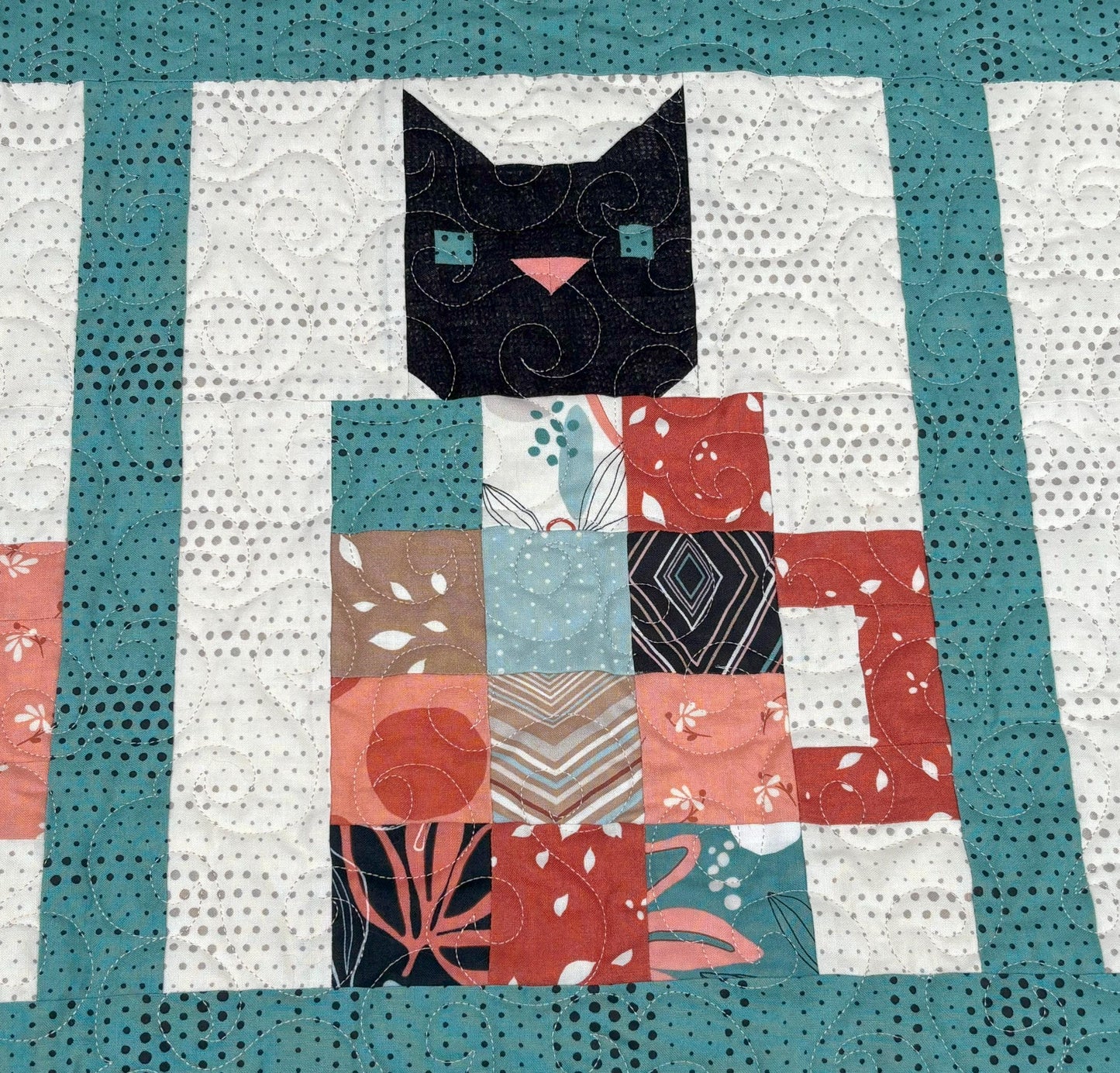 Coffee Cats Quilt Pattern PDF Version - Cuddle Cat Quiltworks CCQ088, Fat Quarter and Scrap Friendly Cat Themed Quilt Pattern