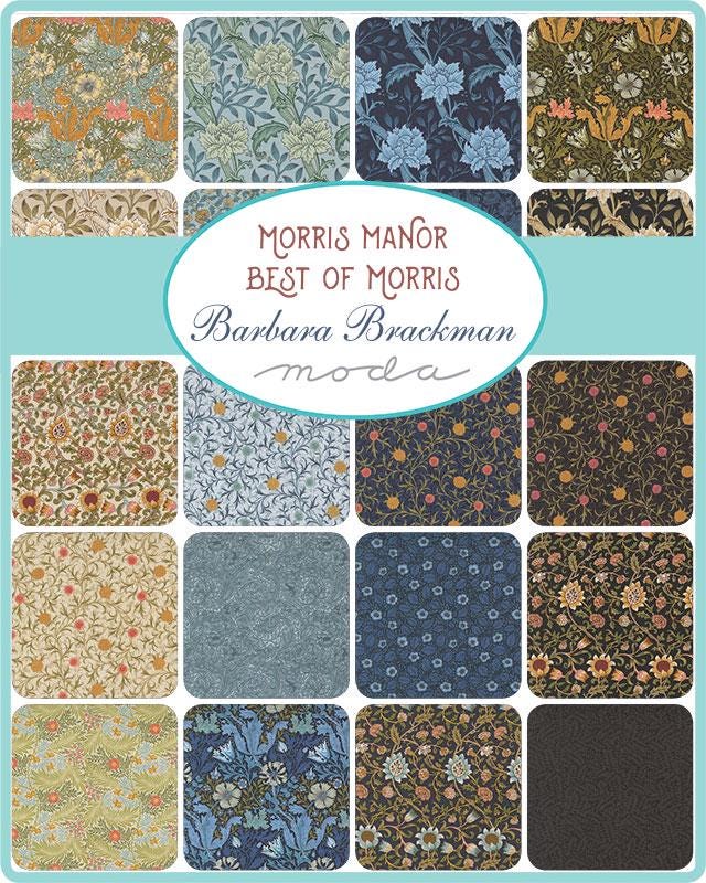 Morris Manor Best of Morris Charm Pack - Moda 8390PP, 42 - 5" Fabric Squares, William Morris Reproduction Fabric by Barbara Brackman