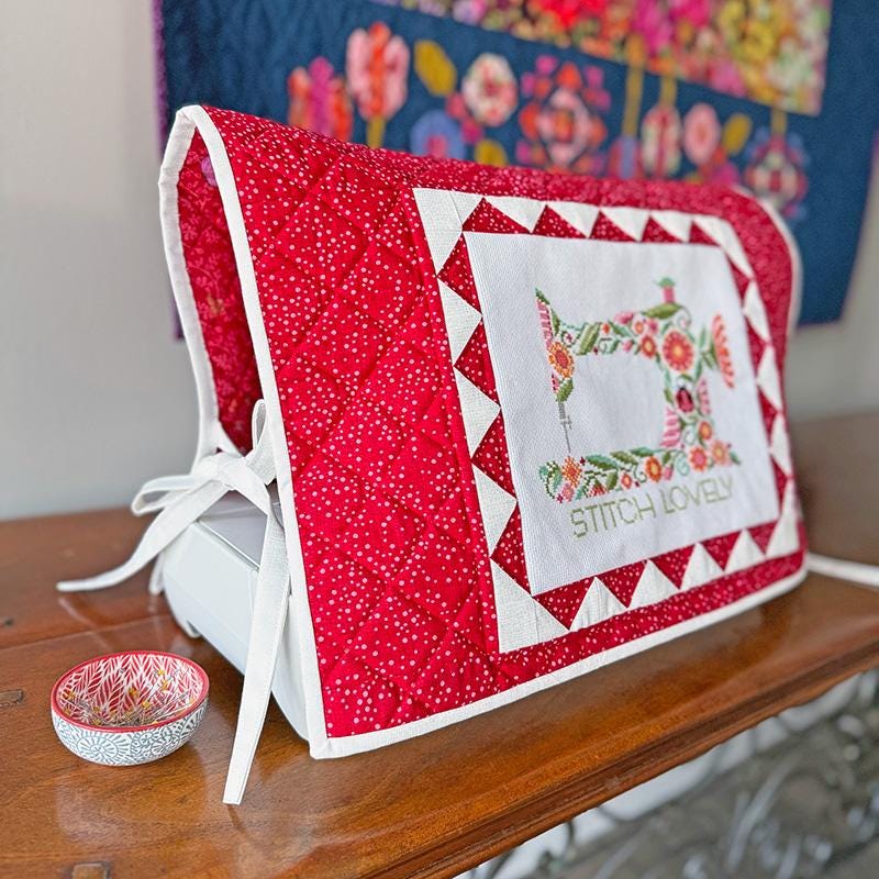 Stitch Lovely Sewing Machine Cover or Pillow Cross Stitch KIT by Robin Pickens - Moda KITCS103, Sewing Themed Cross Stitch Kit