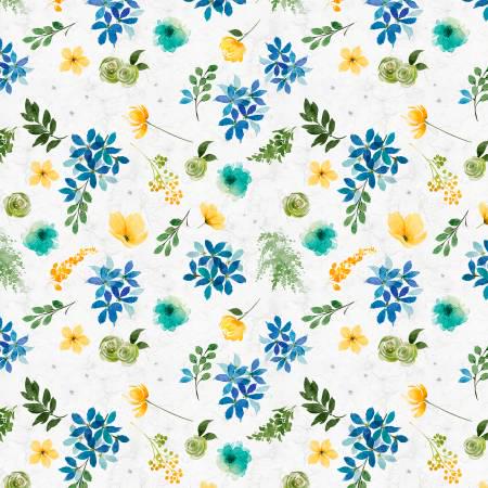 Sunlit Serenade Charm Pack - Wilmington Prints Q508-845-508, Blue Yellow Green Floral Charm Pack