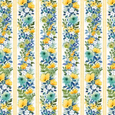 Sunlit Serenade Charm Pack - Wilmington Prints Q508-845-508, Blue Yellow Green Floral Charm Pack