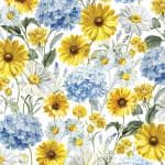 Bees & Blooms Charm Pack - Wilmington Prints Q508-841-508, Blue and Yellow Floral Charm Pack