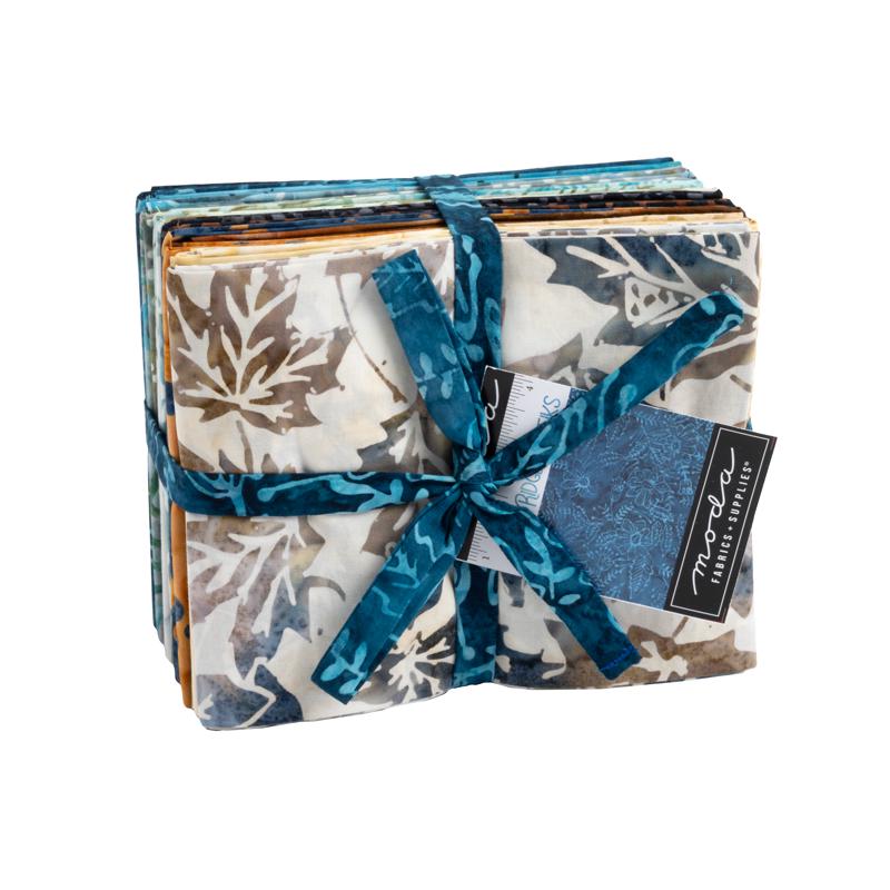 Blue Ridge Batiks Fat Quarter Bundle 20pc - Moda 4367AB, - Brown and Teal Batik Fabric Fat Quarter Bundle, Earth Tones Batik Fat Quarters