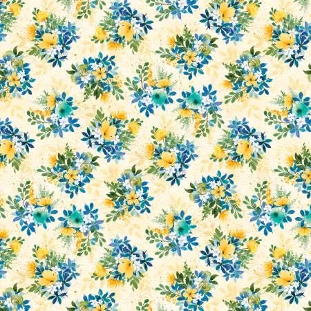 Sunlit Serenade Charm Pack - Wilmington Prints Q508-845-508, Blue Yellow Green Floral Charm Pack