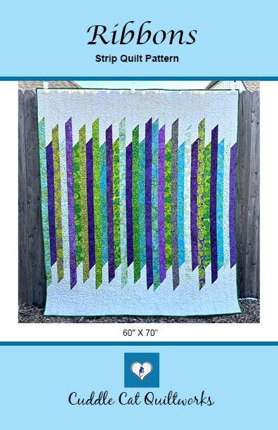 Ribbons Quilt Pattern PDF Version, Cuddle Cat Quiltworks CCQ089, Strip Pack Quilt Pattern, Easy Jelly Roll Quilt Pattern