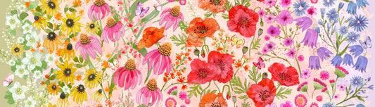 Superbloom Wildflowers Ombre Pastel Fabric - Robin Pickens for Moda #48780-11, Large Scale Floral Gradient Fabric By the Yard