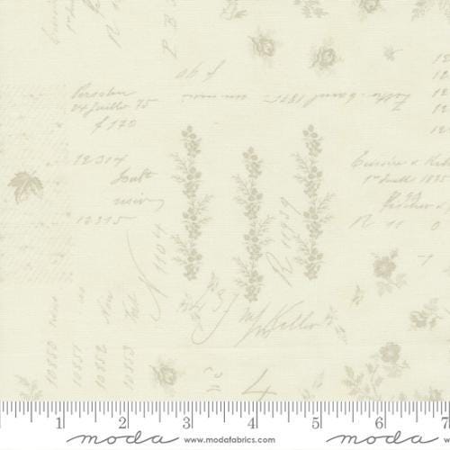 Mix it Up Off Porcelain Collage Background Script Fabric - 22" REMNANT CUT - Moda 33700-12, Neutral Background Fabric