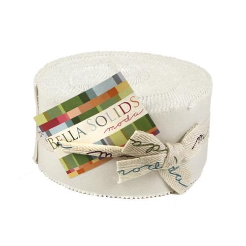 Bella Solids White Jelly Roll - Moda 9900JR-98 - 40 2 1/2" Fabric Strips - White Cotton Fabric Strips, White Quilting Pre-Cut Strips
