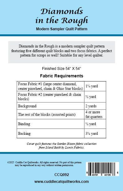 Diamonds in the Rough Quilt Pattern PDF Version - Cuddle Cat Quiltworks CCQ092, Modern Sampler Quilt Pattern, Scrappy Quilt Pattern