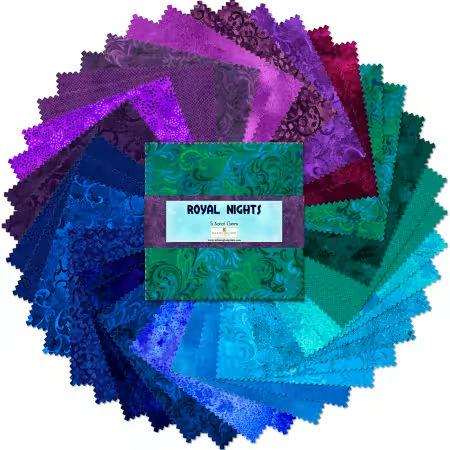 Royal Nights 5 Karat Gems Charm Pack - Wilmington Essential Gems Q507-28-507, Jewel Tones Charm Pack, Jewel Tones Fabric