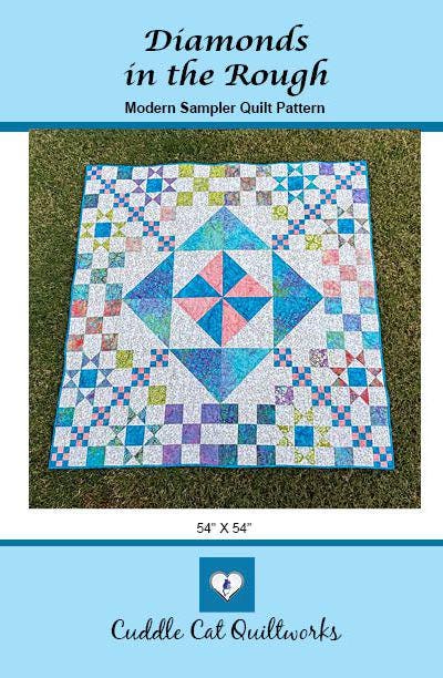 Diamonds in the Rough Quilt Pattern PDF Version - Cuddle Cat Quiltworks CCQ092, Modern Sampler Quilt Pattern, Scrappy Quilt Pattern