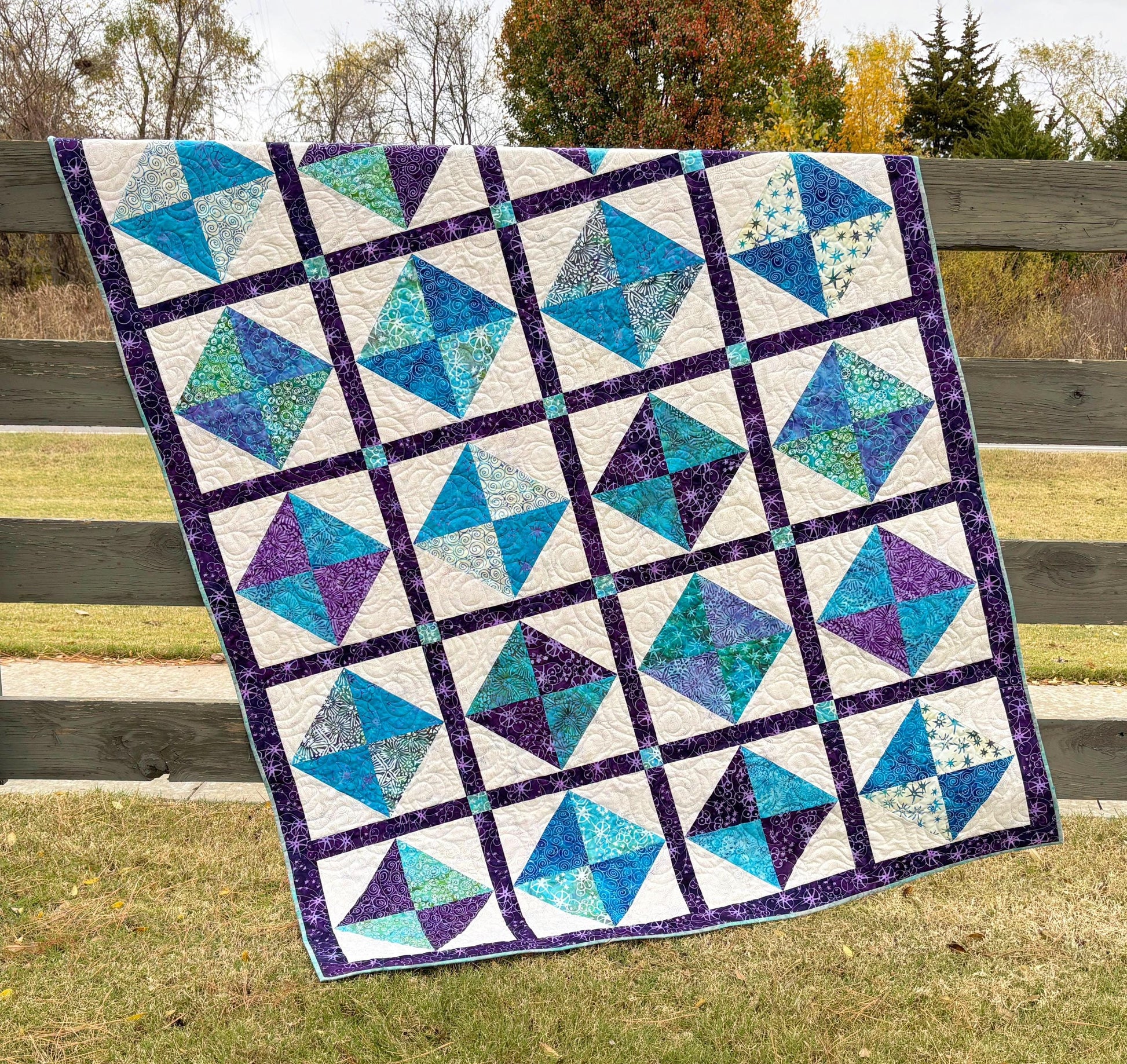 Gemstones Quilt Pattern Printed Version - Cuddle Cat Quiltworks CCQ093, Diamond Quilt Pattern for 10" Squares, Large Block Quilt Pattern