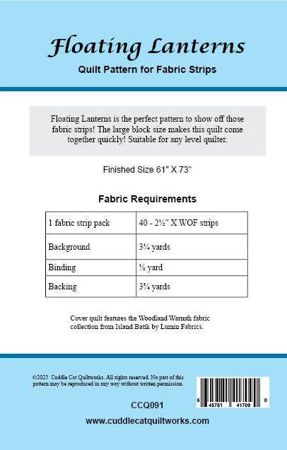 Floating Lanterns Quilt Pattern PDF Version, Cuddle Cat Quiltworks CCQ091, Strip Pack or Jelly Roll Quilt Pattern