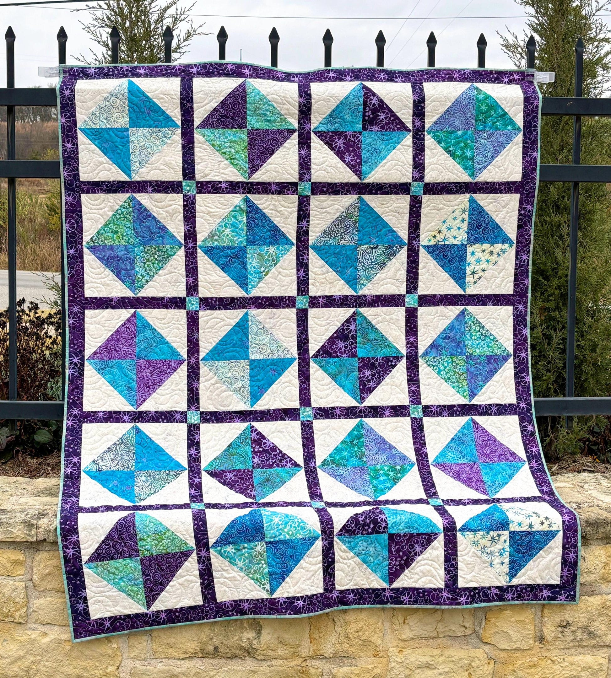 Gemstones Quilt Pattern Printed Version - Cuddle Cat Quiltworks CCQ093, Diamond Quilt Pattern for 10" Squares, Large Block Quilt Pattern