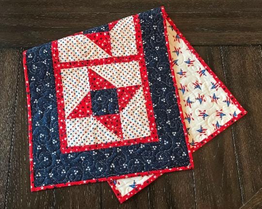 Patriotic Friendship Star Table Runner Pattern Printed Version CCQ066, Star Themed Patriotic Table Runner Pattern