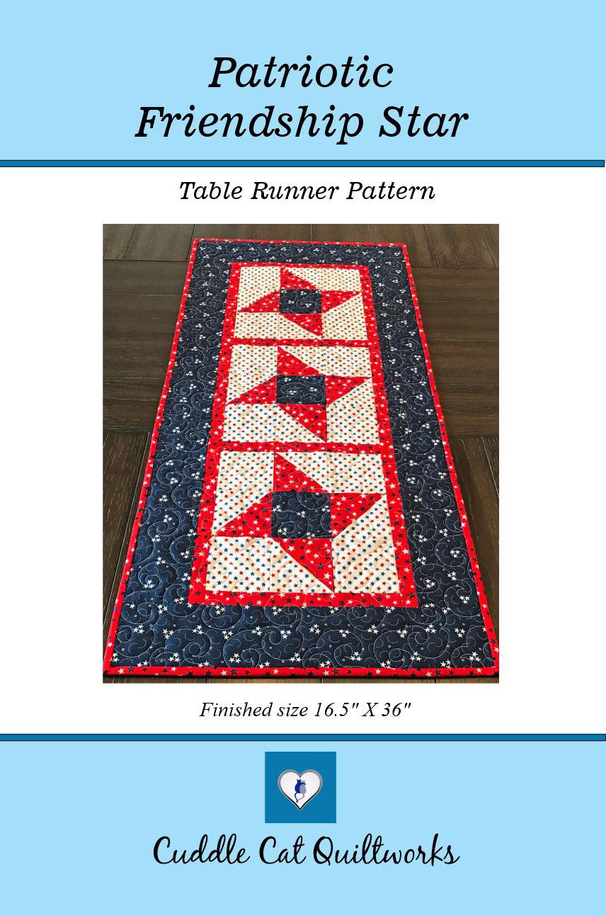 Patriotic Friendship Star Table Runner Pattern Printed Version CCQ066, Star Themed Patriotic Table Runner Pattern