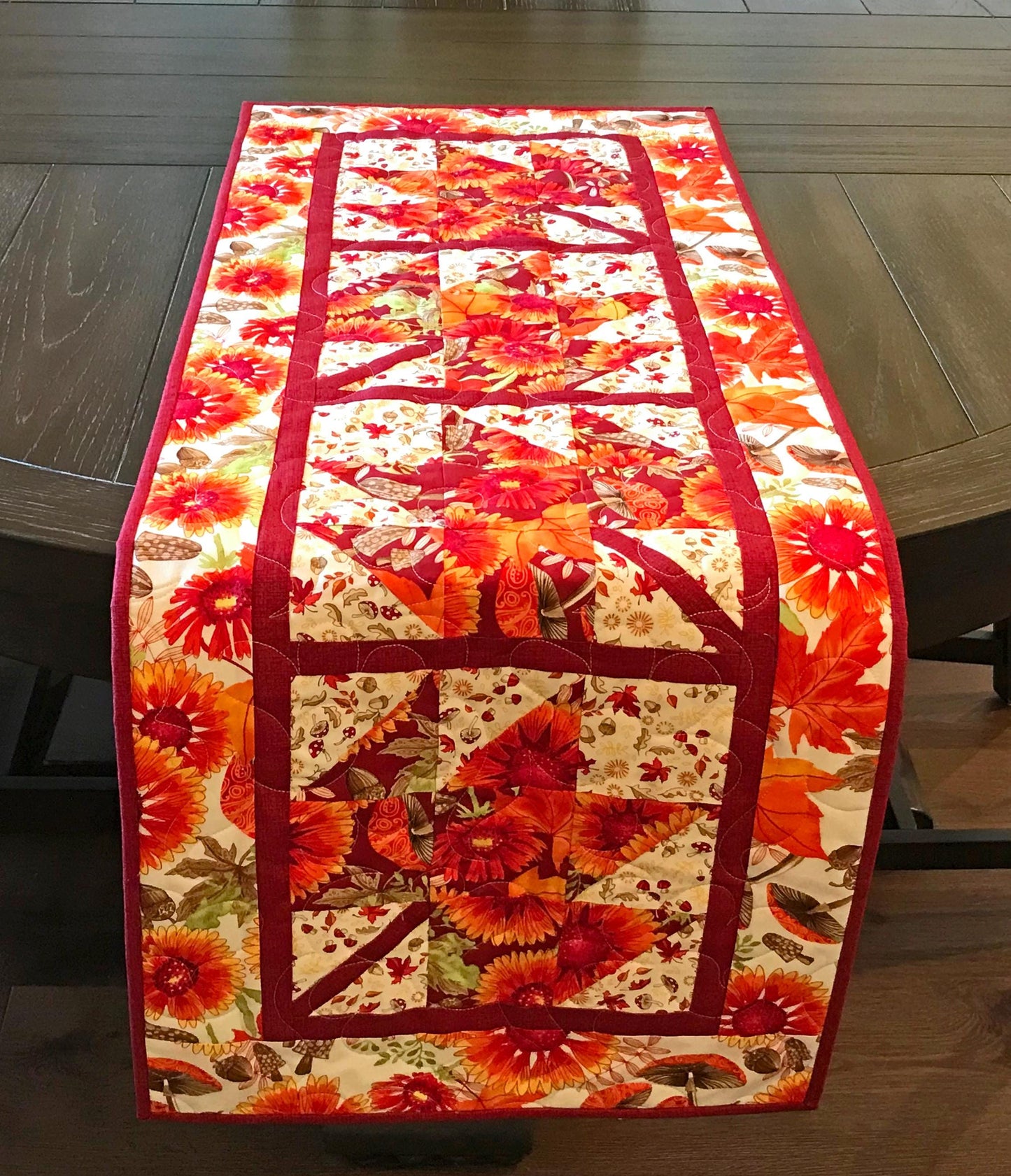 Fall Leaves Table Runner Pattern Printed Version CCQ078, Autumn Leaves Table Runner Pattern, Maple Leaf Runner Pattern