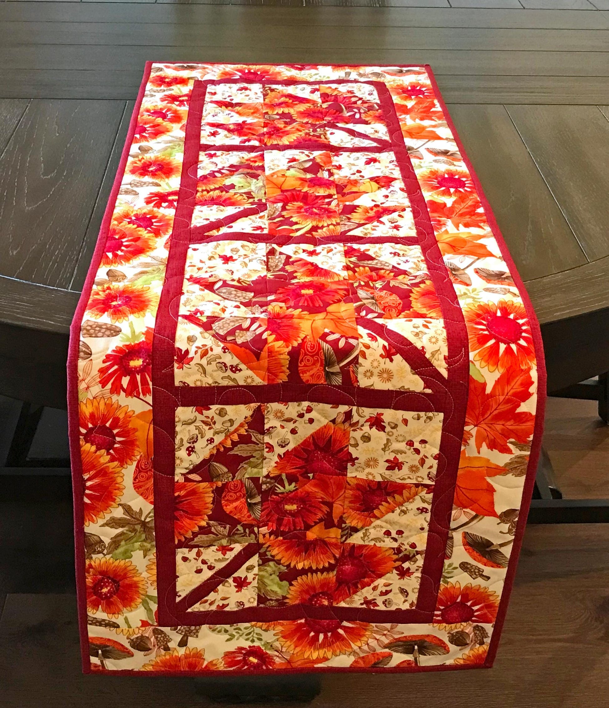 Fall Leaves Table Runner Pattern Printed Version CCQ078, Autumn Leaves Table Runner Pattern, Maple Leaf Runner Pattern