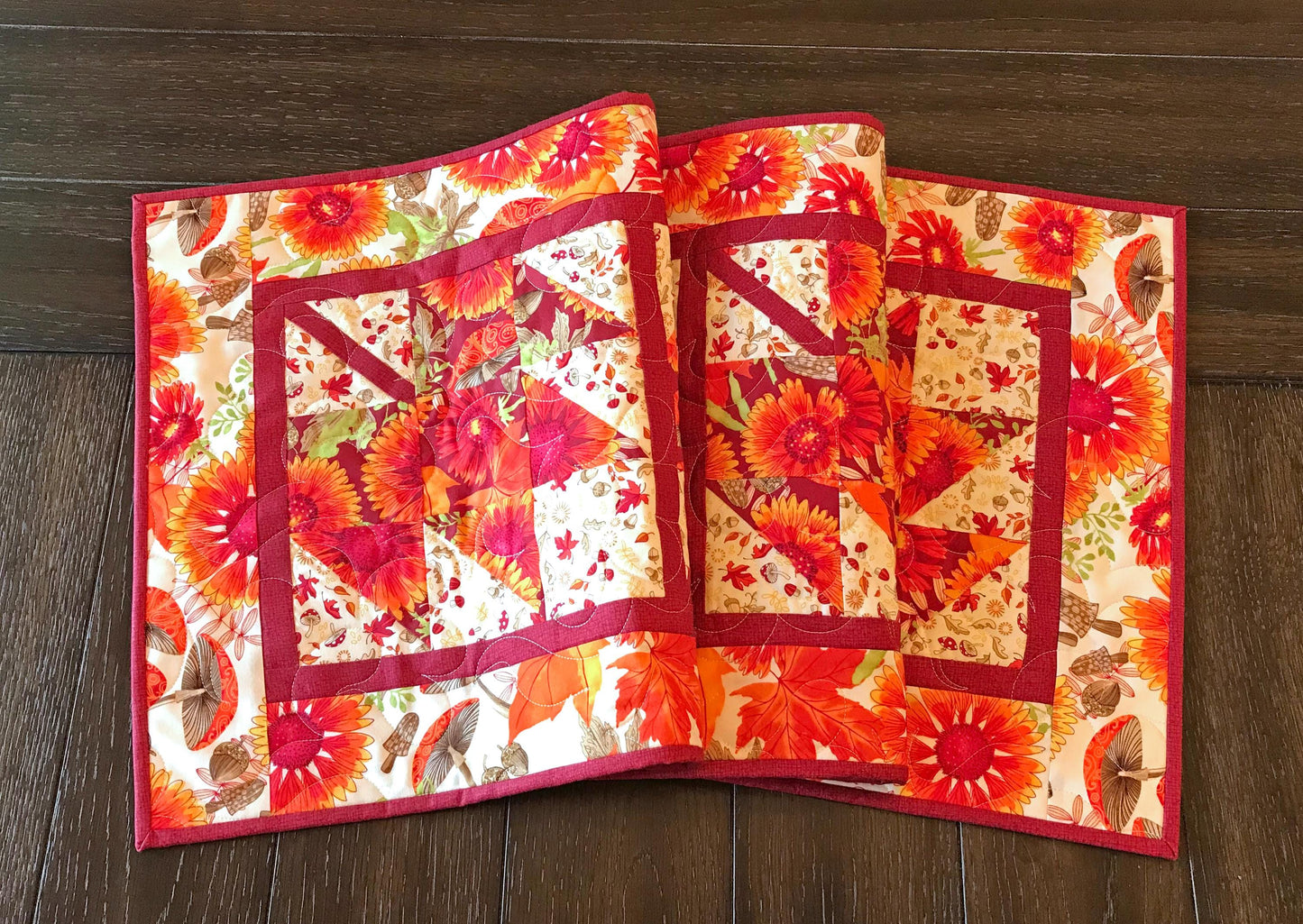 Fall Leaves Table Runner Pattern Printed Version CCQ078, Autumn Leaves Table Runner Pattern, Maple Leaf Runner Pattern