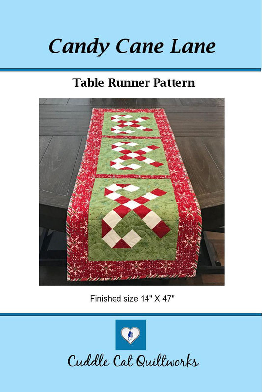 Candy Cane Lane Table Runner Pattern Printed Version CCQ065, Christmas Table Runner Pattern with Candy Canes