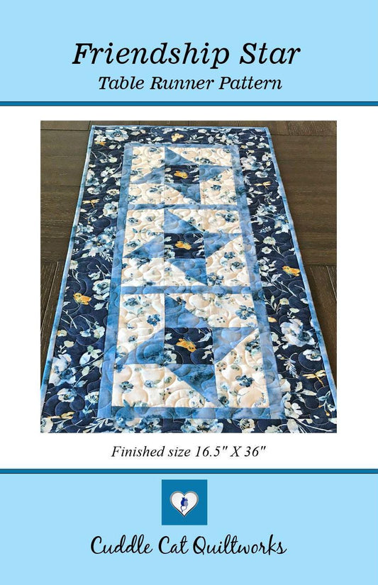 Friendship Star Table Runner Pattern Printed Version CCQ053, Stars Table Runner Pattern with Sashing, Easy Table Runner Pattern