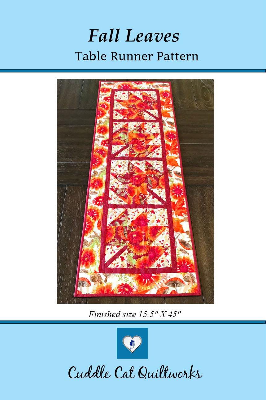 Fall Leaves Table Runner Pattern Printed Version CCQ078, Autumn Leaves Table Runner Pattern, Maple Leaf Runner Pattern