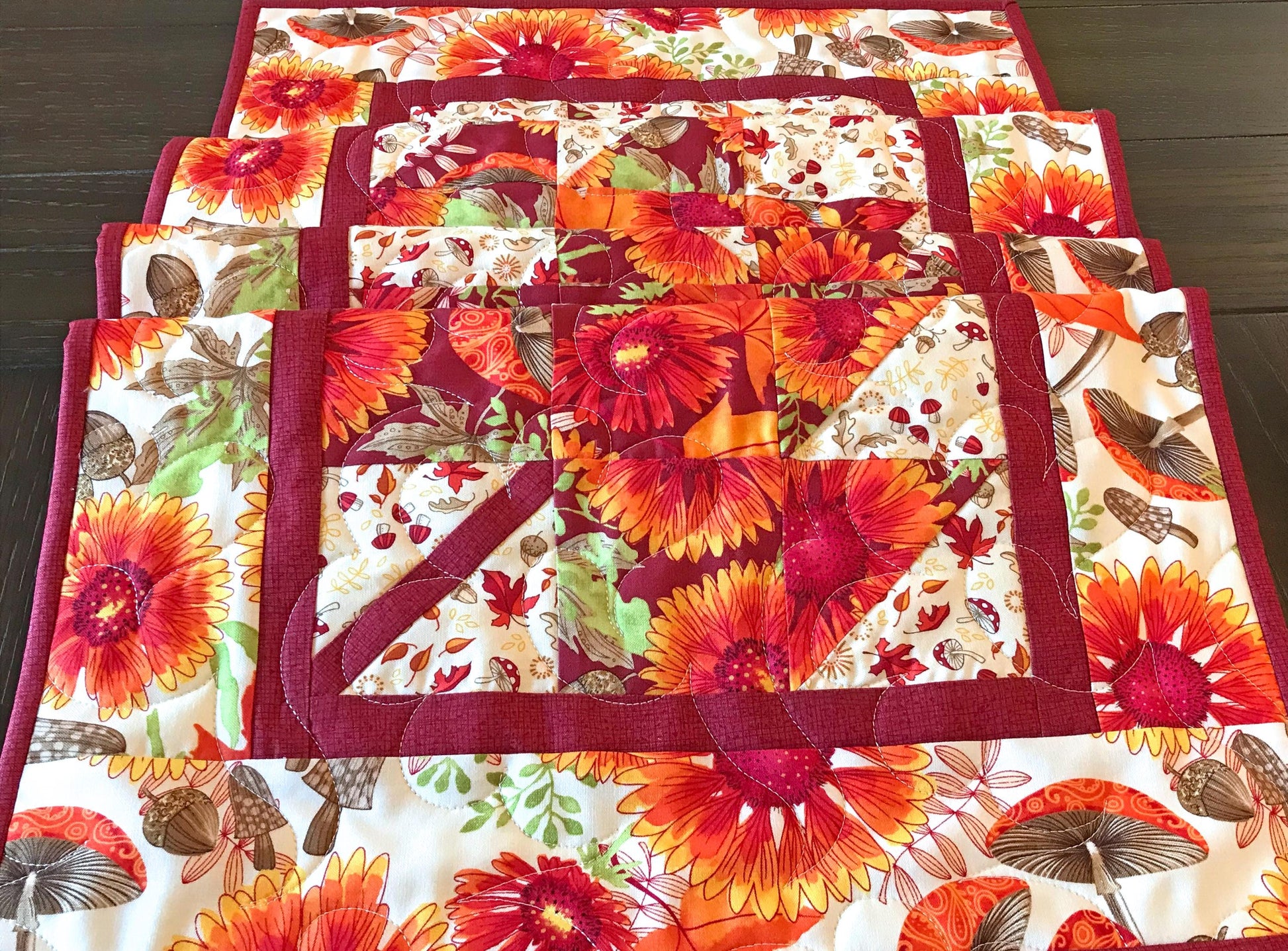 Fall Leaves Table Runner Pattern Printed Version CCQ078, Autumn Leaves Table Runner Pattern, Maple Leaf Runner Pattern