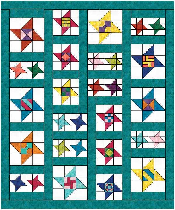 Star Gazing Quilt Pattern Printed Version CCQ082, Fat Quarter Friendly Modern Star Sampler Quilt Pattern