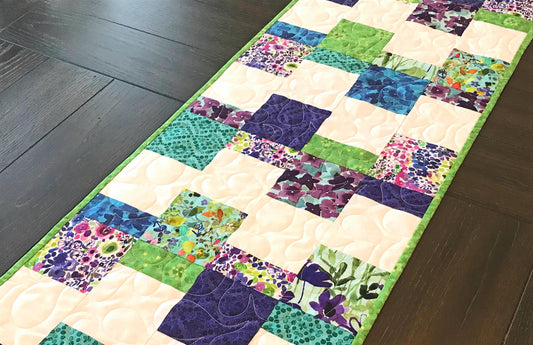 Dancing Squares Table Runner Pattern PDF Version CCQ067, Easy Charm Square Table Runner Pattern, Table Runner Pattern for Charm Squares