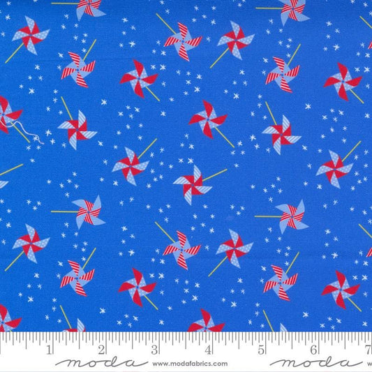 Holiday Americana Blue Patriotic Pinwheel Fabric - 23" REMNANT CUT - Moda 20760-15, Blue Patriotic Fabric, Americana Fabric