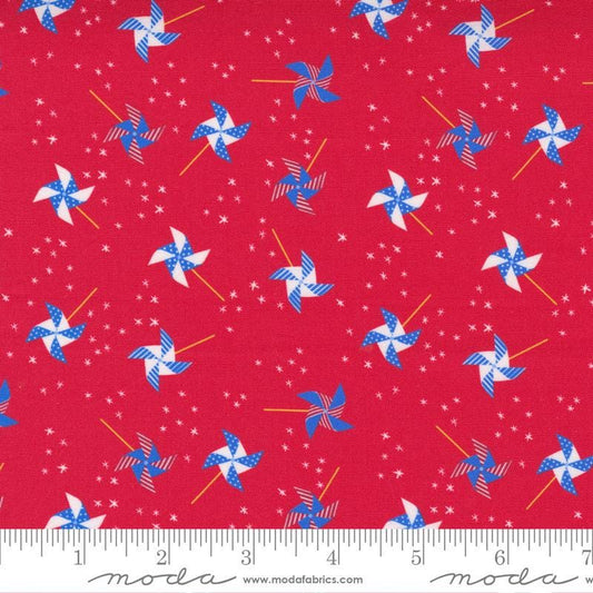 Holiday Americana Red Patriotic Pinwheel Fabric - Moda 20760-13, Red Patriotic Fabric, Americana Fabric By the Yard