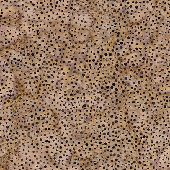 Island Batik Foundation Blenders Batik Fabric - BE32-F2 - Tan and Brown Dotted Batik Blender Fabric By the Yard