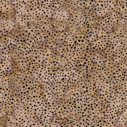 Island Batik Foundation Blenders Batik Fabric - BE32-F2 - Tan and Brown Dotted Batik Blender Fabric By the Yard