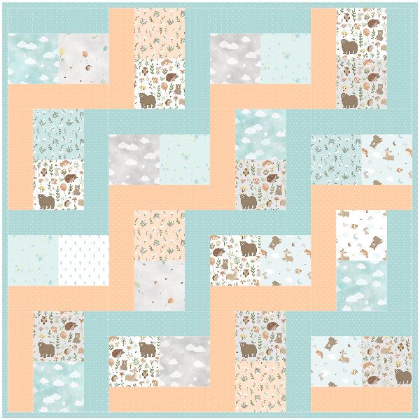 Baby Charms Quilt Pattern with Two Size Options Printed Version - Cuddle Cat Quiltworks CCQ097, Baby Quilt Pattern for Charm Squares