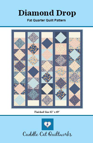 Diamond Drop Quilt Pattern Printed Version - Cuddle Cat Quiltworks CCQ099, Fat Quarter Friendly Quilt Pattern