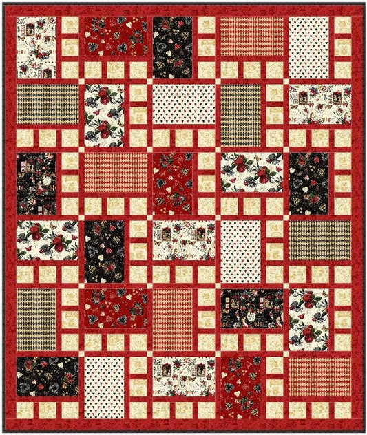 Four Squared Quilt Pattern Printed Version - Cuddle Cat Quiltworks CCQ098, Fat Quarter Friendly Big Block Quilt Pattern