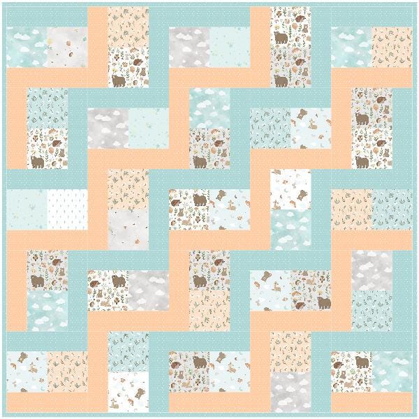 Baby Charms Quilt Pattern with Two Size Options PDF Version, Cuddle Cat Quiltworks CCQ097, Baby or Toddler Quilt Pattern for Charm Squares