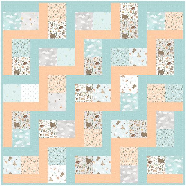 Baby Charms Quilt Pattern with Two Size Options Printed Version - Cuddle Cat Quiltworks CCQ097, Baby Quilt Pattern for Charm Squares